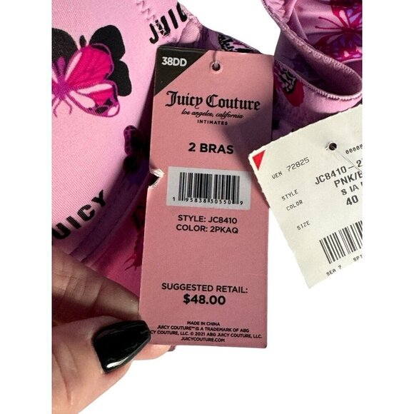 Juicy Couture Lightly Padded Butterfly Print Push Up Bra Size 38DD NWT - Picture 6 of 9